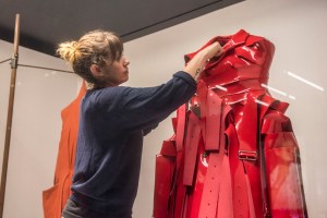 A Kawakubo spring 2015 “Blood and Roses” look, crafted from several belts.