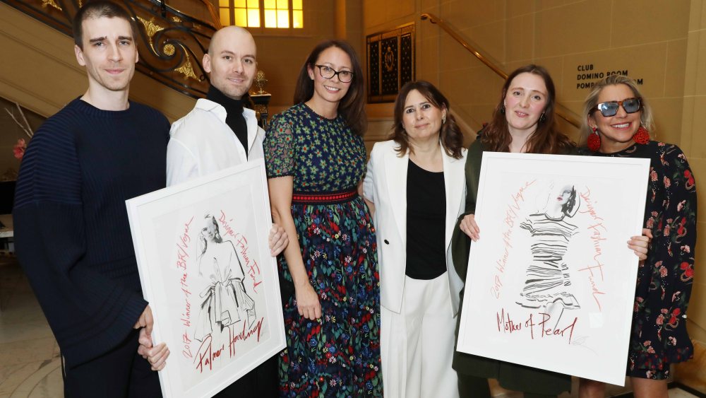 Matthew Harding and Levi Palmer of Palmer/Harding, the BFC’s Caroline Rush, British Vogue’s Alexandra Shulman and Amy Powney and Maia Norman of Mother of Pearl
