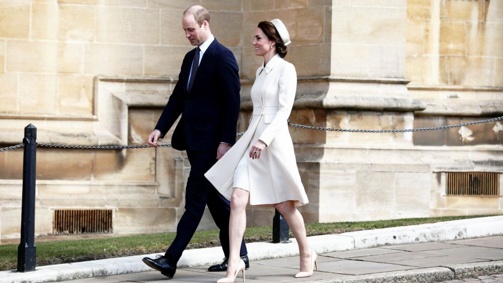 Prince William and Duchess of Cambridge (in Catherine Walker) at the Easter Mattins Service.