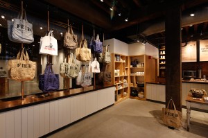 FEED bags are prominently displayed on the wall.