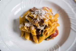 Garganelli with lamb’s neck ragu, turnips and savory.