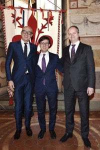 Marco Bizzarri, President and CEO of Gucci, Dario Nardella, Major of Florence and Eike Schmidt, Director of the Uffizzi Gallery, attend Gucci Cruise 2018 press conference.