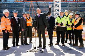 Stephen Ross presides over the ceremonial start of the Vessel construction.
