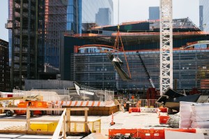 A 100,000 steel piece of Vessel swings into place at Hudson Yards.