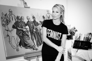 INDIRA CESARINE - with painting in progress "Arrested for Equality - An Ode To The Suffragettes" 2017, (Protest Series) to be featured in "She Inspires" Exhibition - The Untitled Space May 2017