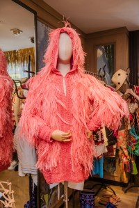 Naeem Khan pink feather jacket at Linda's at Bergdorf Goodman.