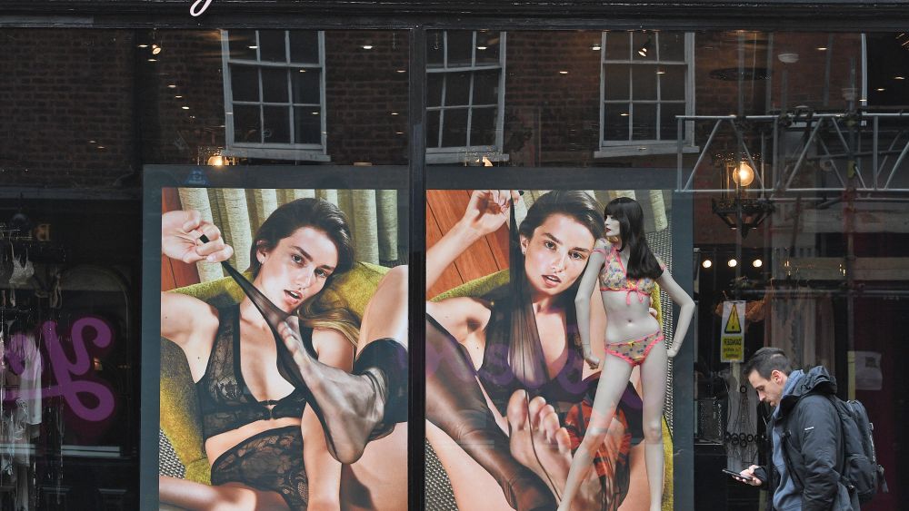 Pedestrians walk past a branch of the lingerie shop, Agent Provocateur in central London, Britain, 03 March 2017. British media report Agent Provocateur, which has 10 stores in the UK and employs 600 people has been bought by a firm linked to British businessman, Mike Ashley, the owner of Sports Direct.Agent Provocateur in London, United Kingdom - 03 Mar 2017
