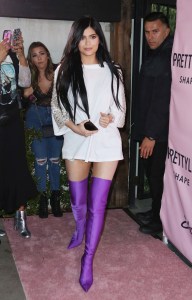 Kylie Jenner in Balenciaga boots PrettyLittleThing.com x Stassie launch party, Los Angeles, USA - 11 Apr 2017WEARING BOOTS BY BALENCIAGA