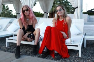 Mary Charteris and Chelsea Leyland Rosetta Getty x Doug Aitken Desert Dinner at SO.PA, Coachella Valley Music and Arts Festival, Palm Springs, USA - 14 Apr 2017