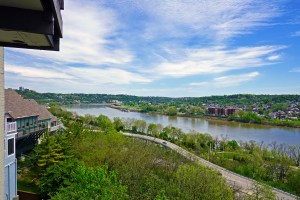 It boasts three balconies offering views of the Ohio River and Downtown Cincinnati.