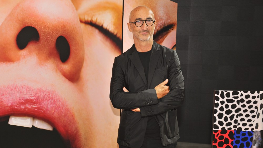 Pierre Hardy at the "Walk with Pierre Hardy" exhibit in Tokyo.