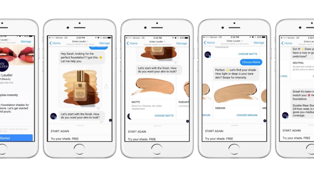 Estée Lauder's bot, powered by Facebook Messenger.