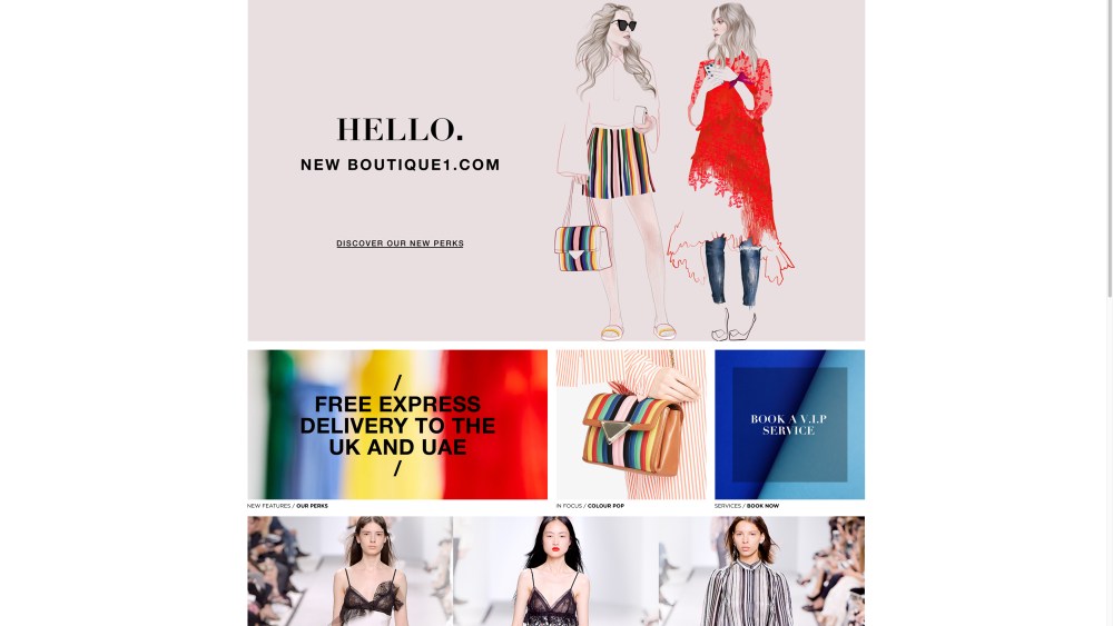 The Boutique1.com homepage