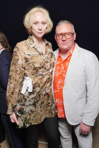 Gwendoline Christie and Giles Deacon at the Vanity Fair France and Chanel Dinner in Cannes