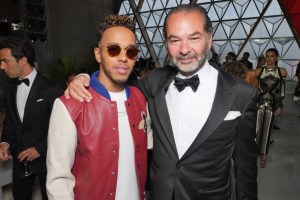 Lewis Hamilton and Remo Ruffini at the Fashion for Relief event in Cannes
