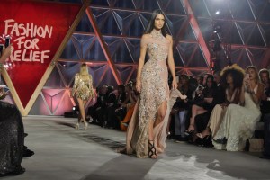Kendall Jenner on the catwalk at the Fashion for Relief event in Cannes
