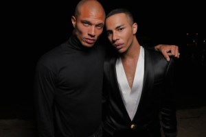 Jeremy Meeks and Olivier Rousteing at the L'Oral Paris party during the 70th Cannes Film Festival.