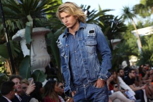 Jordan Barrett at Philipp Plein's show at his villa during Cannes Film Festival.