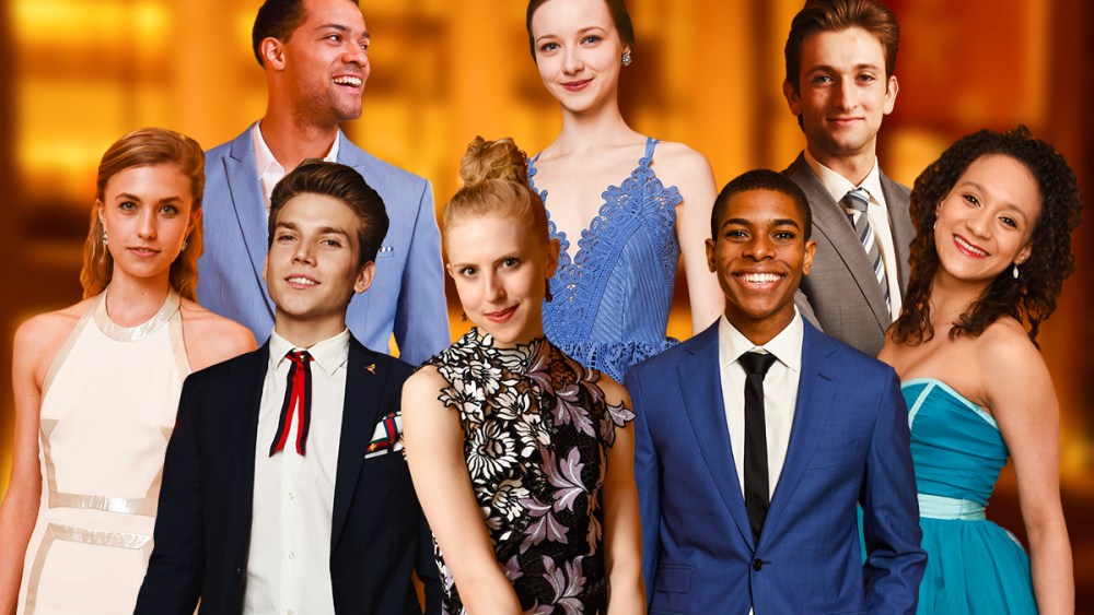 NYCB's rising dancers, clockwise from top left: Preston Chamblee, Alston McGill, Harrison Coll, Rachel Hutsell, Chris Grant, Claire Kretzschmar, Alec Knight and Miriam Miller