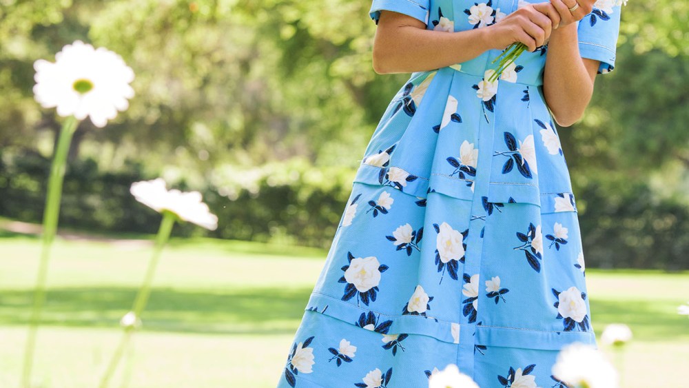 Reese Witherspoon in a dress from her Draper James capsule collection for Net-a-porter.