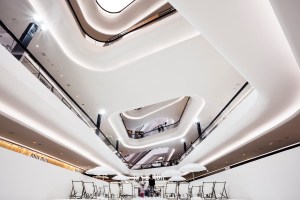 Inside Central Embassy mall in Bangkok with "The Beach" pop-up concept by Snarkitecture.
