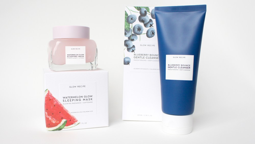 Glow Recipe's Watermelon Glow Sleeping Mask and Blueberry Bounce Gentle Cleanser.