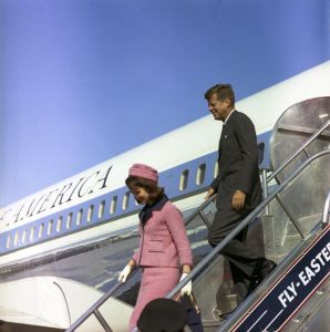 HANDOUT EDITORIAL USE ONLY/NO SALESMandatory Credit: Photo by JOHN F KENNEDY PRESIDENTIAL/REX/Shutterstock (8842152a)John F. Kennedy and Jacqueline KennedyJohn F. Kennedy 100th birthday anniversary, Dallas, USA - 22 Nov 1963A handout photo made available by the John F. Kennedy Presidential Library shows US First Lady Jacqueline Kennedy (L) followed by US President John F. Kennedy (R) as they arrive in Dallas, Texas, USA, 22 November 1963 (issued on 26 May 2017). The former President of the United States, John F. Kennedy, who was assassinated at the age of 46 on 22 November 1963, will have his 100th birthday observed at the John F. Kennedy Presidential Library on 29 May 2017. Kennedy was born in Brookline, Massachusetts on 29 May 1917.