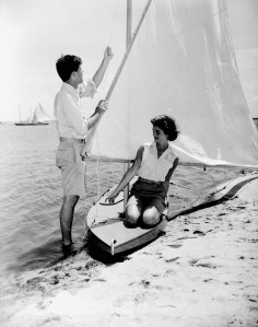 KENNEDY Sen. John F. Kennedy, D-Mass., and his fiancee, Jacqueline Bouvier, prepare a sailfish boat for sailing at Hyannis, Mass. The Kennedy image, the "mystique" that attracts tourists and historians alike, did not begin with his presidency and is in no danger of ending 50 years after his death. Its journey has been uneven, but resilient _ a young and still-evolving politician whose name was sanctified by his assassination, upended by discoveries of womanizing, hidden health problems and political intrigue, and forgiven in numerous polls that place JFK among the most beloved of former presidentsJFKs Images, HYANNIS, USA