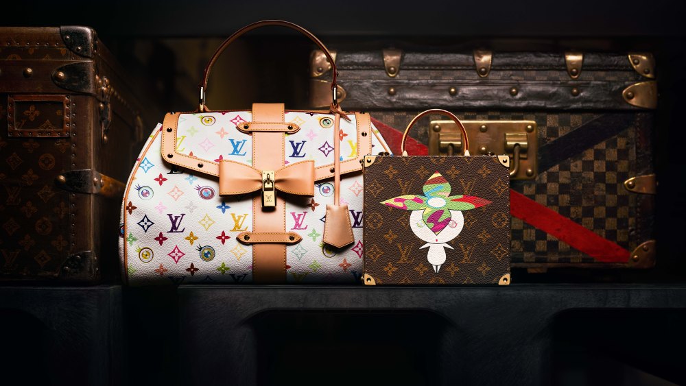 Bags from the collaboration between Louis Vuitton and Takashi Murakami for spring 2003.