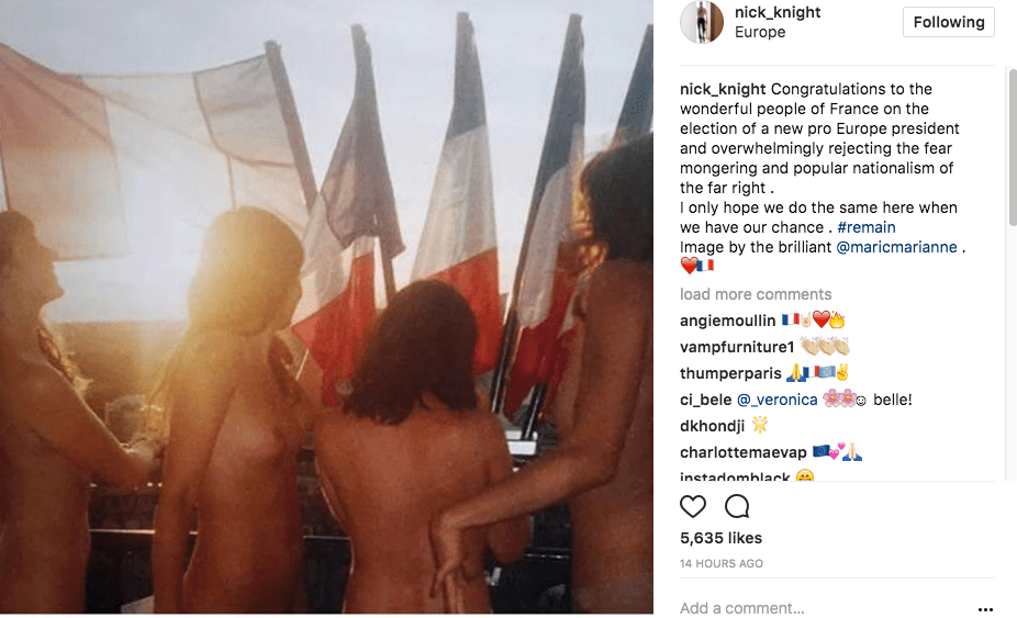 Nick Knight celebrates Macron's presidential win
