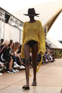 SYDNEY, AUSTRALIA - MAY 14:  A model walks the runway during the Mercedes-Benz Presents Dion Lee show at Mercedes-Benz Fashion Week Resort 18 Collections at the Sydney Opera House on May 14, 2017 in Sydney, Australia.  (Photo by Brendon Thorne/Getty Images)