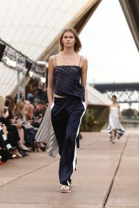 SYDNEY, AUSTRALIA - MAY 14:  A model walks the runway during the Mercedes-Benz Presents Dion Lee show at Mercedes-Benz Fashion Week Resort 18 Collections at the Sydney Opera House on May 14, 2017 in Sydney, Australia.  (Photo by Brendon Thorne/Getty Images)