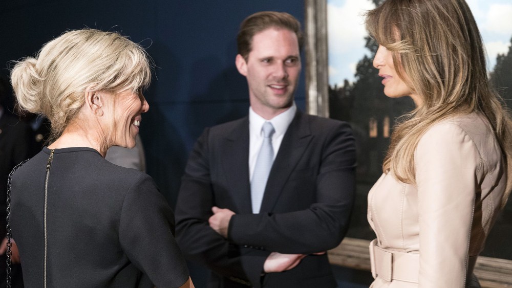 Copyright 2017 The Associated Press. All rights reserved. This material may not be published, broadcast, rewritten or redistributed without permission.Mandatory Credit: Photo by AP/REX/Shutterstock (8841803g)Melania Trump, right, wife of US President Donald Trump speaks with Brigitte Macron, wife of French President Emmanuel Macron as they visit the Magritte Museum in Brussels on . US President Donald Trump is in Belgium for a two day visit which will include a meeting with EU officials and a NATO summitNATO Summit, Brussels, Belgium - 25 May 2017