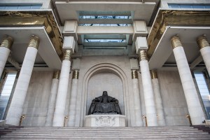 A statue of Chinggis Khan at Chinggis Square in Ulaanbaatar, Mongolia on March 19, 2017. Photographer: Taylor Weidman