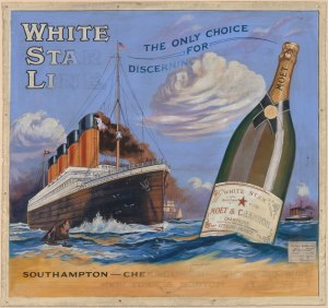 F. Earl Christy, Design for a poster for the White Star Line and Moet & Chandon, about 1912. Oil on canvas. Peabody Essex Museum, Museum purchase, 2014.13.1.