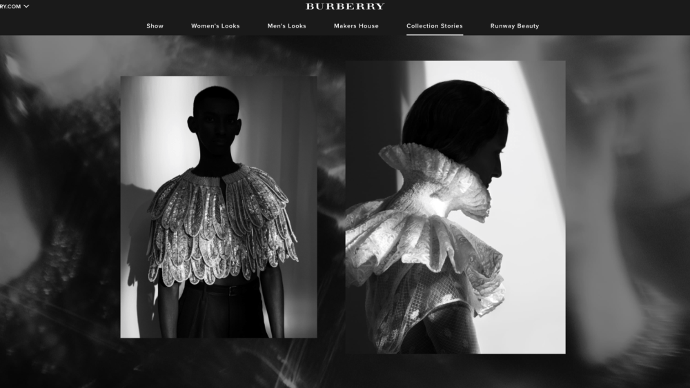 A screen shot of Burberry.com