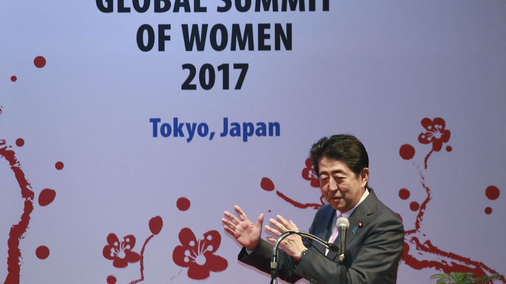 Copyright 2017 The Associated Press. All rights reserved. This material may not be published, broadcast, rewritten or redistributed without permission.Mandatory Credit: Photo by AP/REX/Shutterstock (8818525f)Japanese Prime Minister Shinzo Abe delivers a speech at the opening ceremony of the Global Summit of Women in Tokyo, . Over 1,000 business leaders and government officials from more than 60 countries and regions attended a women's business summitWomen Summit, Tokyo, Japan - 11 May 2017