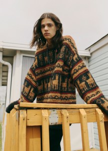 Dries Van Noten’s wool sweater and Gucci’s cotton pants. Pascale Monvoisin necklace.
