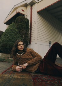 Salvatore Ferragamo’s cashmere sweater and Caruso’s cotton and silk pants. Pascale Monvoisin necklace; Gucci rings.