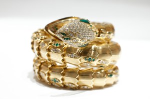 Bulgari "serpenti" 18-carat gold diamond bracelet, priced $175,000