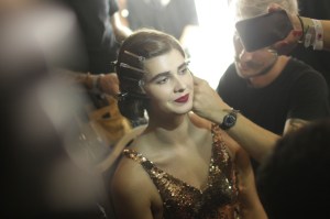 Model backstageCharlotte Olympia show, backstage, Spring Summer 2017, London Fashion Week, UK - 18 Sep 2016