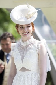 Eleanor Tomlinson, star of Poldark presents the prize for the First Race, the Jersey Stakes.
Royal Ascot, Day Two, UK - 21 Jun 2017