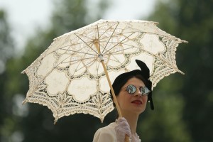 A racegoer poses for photographers on the second day of the Royal Ascot horse race meeting in Ascot, near London, Britain, 21 June 2017. Royal Ascot runs through 24 June.Royal Ascot Opening Day, London, United Kingdom - 21 Jun 2017