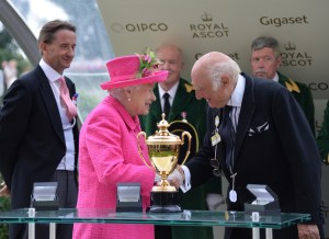 Queen Elizabeth II presents a trophy to the owner of Big Orange after winning The Gold Cup on Ladies Day at Ascot Racecourse.Royal Ascot, Day Three, Ladies Day.