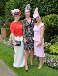 Lauren Moncreaff, Michelle Tilley and Leigh Johnson arrive at the racecourse.Royal Ascot 2017, Day Five, on Saturday 24th June.