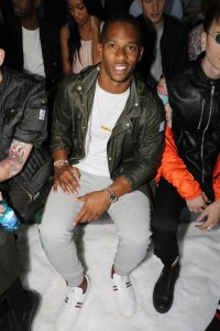 Victor Cruz front row at Moncler Gamme Bleu
