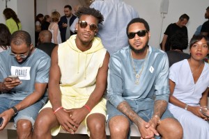Jimmy Butler and Carmelo Anthony front row at Pigalle Paris