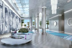 Acqualina lobby design by Karl Lagerfeld.