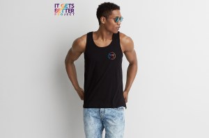 A look from the AEO Pride collection benefiting It Gets Better Project.