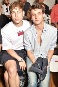 Tommy Dorfman and Brandon Flynn front row at Cerruti